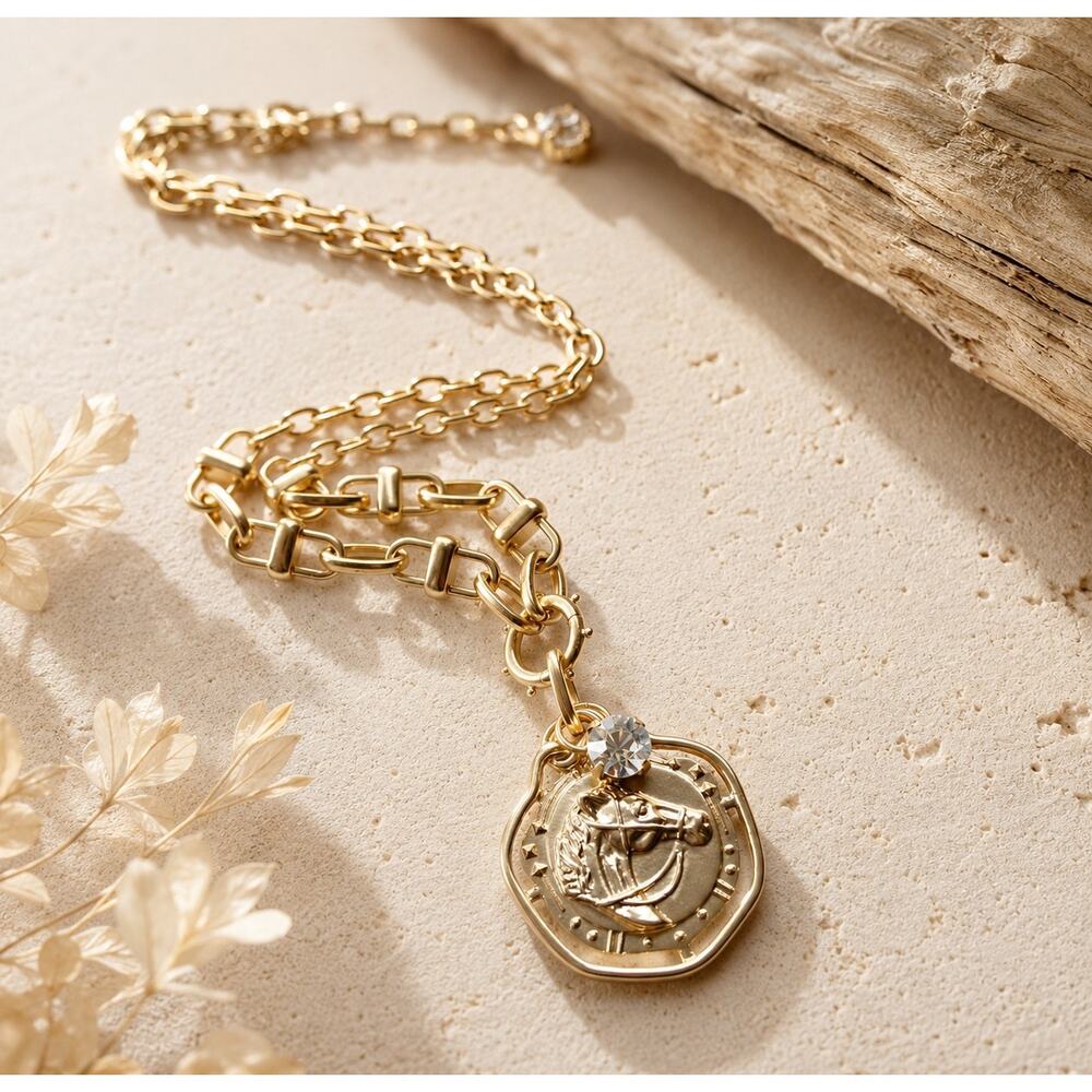 Matte Gold Horse Necklace • Equestrian Jewelry • Gift for Horse Lovers - Picture 2 of 10